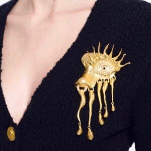 Schiaparelli Gold Face Brooch